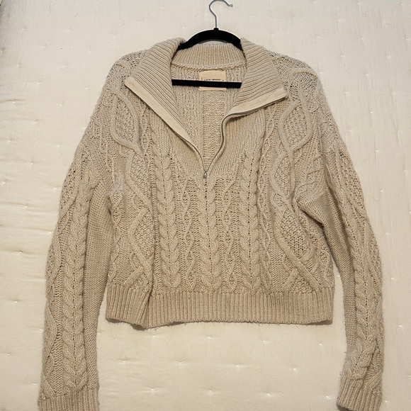 Lucky Brand Sweaters - Lucky Brand Beige Cable Knit 3/4 Zip